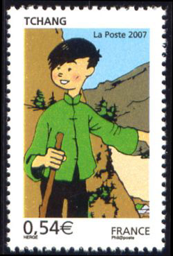 timbre N° 4056, Les voyages de Tintin (Le Chinois Tchang)