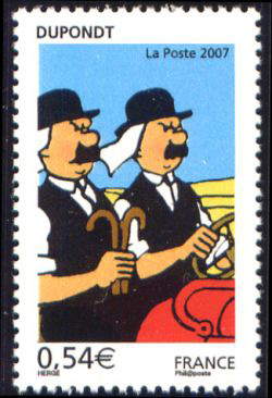 timbre N° 4054, Les voyages de Tintin (Dupond et Dupont)