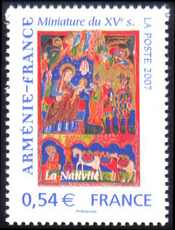  Arménie-France <br>Nativité - Miniature d'un Manuscrit Liturgique du XVSiècle