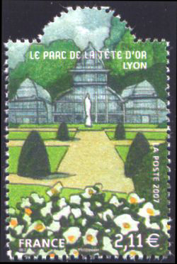 timbre N° 4048, Vue des Serres du parc de La Tête d'Or à Lyon