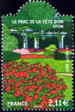 timbre N° 4047, Vue des Serres du parc de La Tête d'Or à Lyon