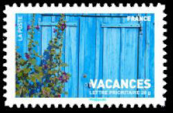 timbre N° 4037, Carnet vacances - Porte bleue et roses trémières