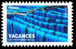 timbre N° 4042, Carnet vacances - Echevaux teints en bleu séchant