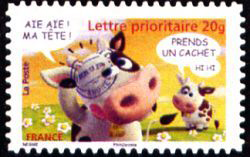 timbre N° 4092, Carnet sourires les vaches humoristiques d'Alexis Nesme