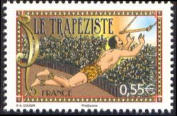 timbre N° 4216, Le cirque (le trapeziste)