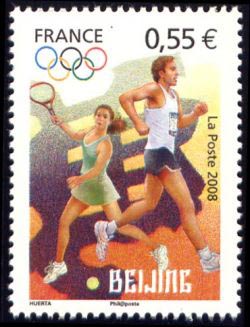 timbre N° 4223, Beijing, Jeux Olympiques de Pékin 2008 Athlétisme et tennis