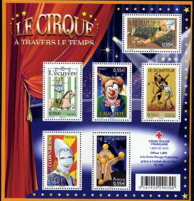 timbre Bloc feuillet N° 121, Le cirque