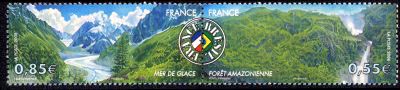timbre N° P4255, Paysage de France et du Brésil