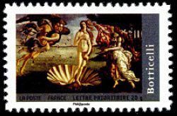 timbre N° 4137, « La naissance de Vénus » du peintre Sandro Botticelli (1445-1510)
