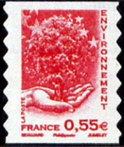 timbre N° 4199, Environnement (arbre dans la main)
