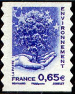 timbre N° 4203, Environnement (arbre dans la main)