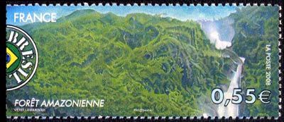 timbre N° 4255, La forêt amazoniènne - Paysage de France et du Brésil