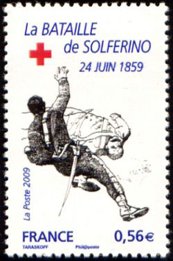 timbre N° 4387, Croix Rouge, La bataille de Solférino 24 juin 1859