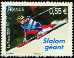 timbre N° 4332, Championnats du Monde de ski alpin à Val d'Isère, Le Slalom géant