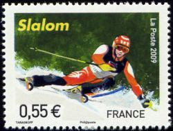timbre N° 4330, Championnats du Monde de ski alpin à Val d'Isère, Slalom