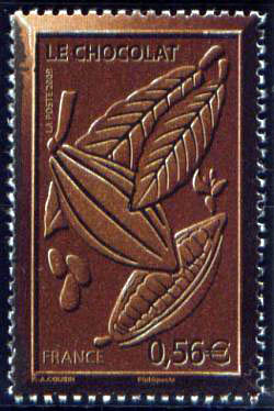 timbre N° 4357, Le chocolat, Cabosse et Fève de cacao