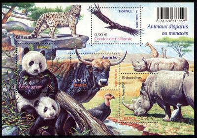 timbre Bloc feuillet N° 128, Bloc animaux en danger