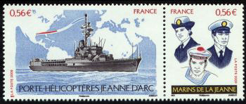 timbre N° P4423, Porte hélicoptères Jeanne d'Arc et marins