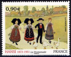 timbre N° 4400, La promenade (Hansi 1873-1951)
