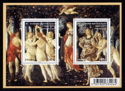 timbre N° F4518, Bloc feuillet, Sandro Botticelli, peintre italien né à Florence