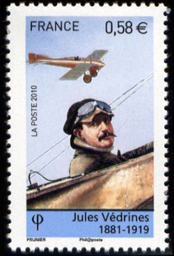 timbre N° 4508, Les pionniers de l'aviation - Jules Védrines (1881-1919)