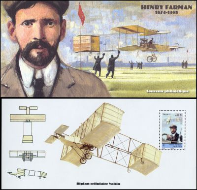 timbre Bloc souvenir N° 52, Les pionniers de l'aviation Henry Farman (1874-1958)