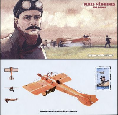 timbre Bloc souvenir N° 53, Les pionniers de l'aviation Jules Védrines