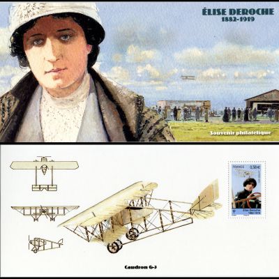 timbre Bloc souvenir N° 49, Les pionniers de l'aviation Elise Deroche (1882-1919)