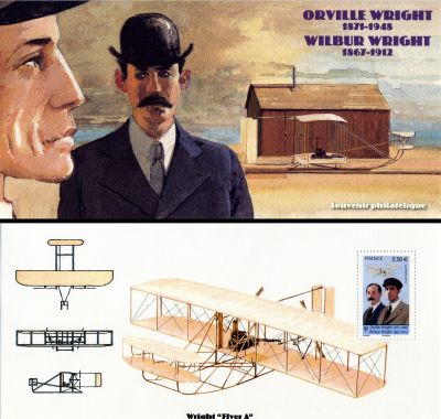 timbre Bloc souvenir N° 51, Les pionniers de l'aviation Orville Wright (1871-1948) et Wilbur Wright (1867-1912)