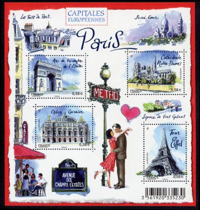 timbre N° F4514, Capitales européennes Paris Bloc feuillet