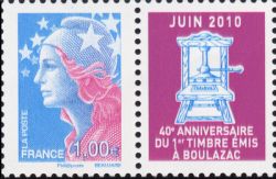 timbre N° 4470, Marianne de Cheffer  40ème anniversaire du 1er timbre poste émis à l'imprimerie de Boulazac (Dordogne)