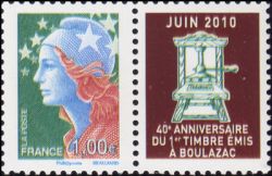 timbre N° 4472, Marianne de Cheffer  40ème anniversaire du 1er timbre poste émis à l'imprimerie de Boulazac (Dordogne)