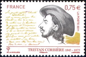 timbre N° 4536, Tristan Corbière (1845-1875) né à Ploujean en Bretagne figure du « poète maudit ».