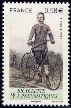 timbre N° 4555, Le vélocipède des origines à nos jours - La bicyclette à pneumatiques