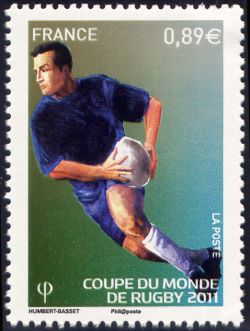 timbre N° 4577, Coupe du monde de Rugby 2011 - Attaque