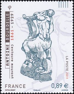 timbre N° 4626, «Centaure mourant » sculpture d'Antoine Bourdelle (1861-1929)