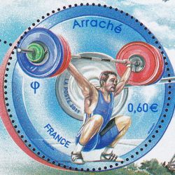timbre N° 4598, Championnats du monde d'haltérophilie - arraché