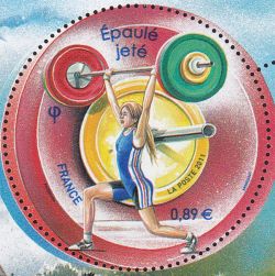 timbre N° 4599, Championnats du monde d'haltérophilie - épaulé jeté