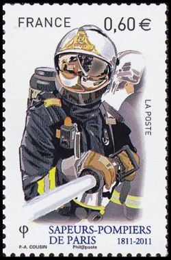 timbre N° 4583, Sapeurs pompiers de Paris - Lance à incendie