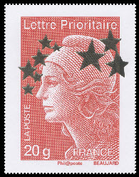 timbre N° 4662F, Marianne de l'Europe étoiles d'or