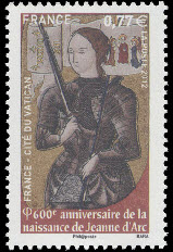 timbre N° 4654, 600ème anniversaire de la naissance de Jeanne d'Arc (1412)