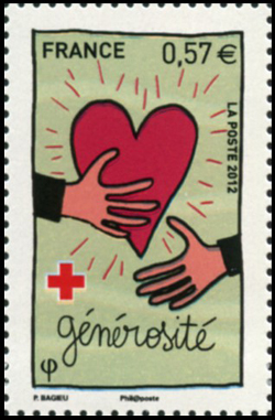 timbre N° 4699, Carnet Croix-Rouge 2012, Main et Coeur, Générosité