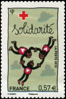 timbre N° 4702, Carnet Croix-Rouge 2012, Personnage faisant une ronde, Solidarité