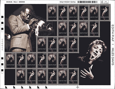 timbre N° F4671, Edith Piaf (1915-1963) et Miles Davis (1926-1991)