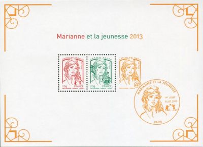 timbre Bloc feuillet N° 133, Marianne et la Jeunesse