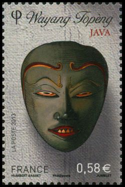 timbre N° 4808, Masque de théatre, Théâtre Wayang Topèng - Java