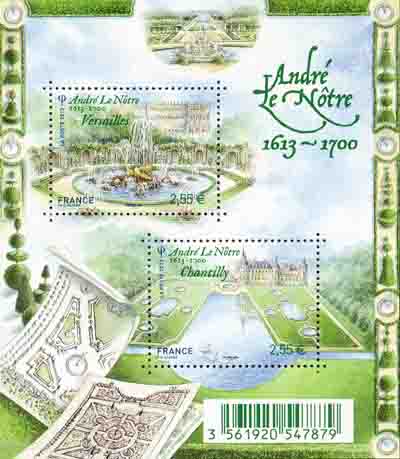 timbre N° F4751, Jardins de France André Le Nôtre 1613-1700