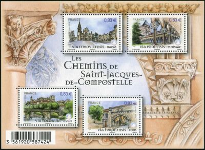 timbre N° F4838, Les chemins de Saint Jacques de Compostelle