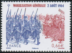 timbre N° 4889, Centenaire de la première guerre mondiale. Mobilisation générale