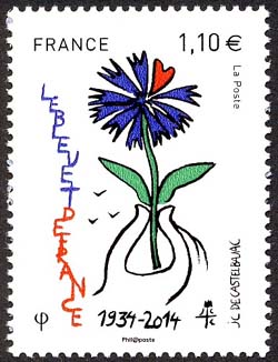 timbre N° 4907, Bleuet de France 1934-2014